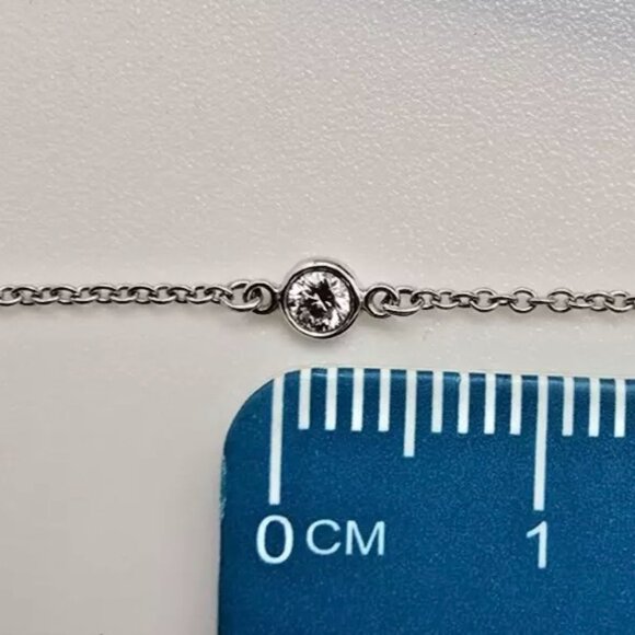 $2250 Tiffany Co Elsa Peretti 3 Diamonds By The Yard Platinum Bracelet 7 inches - Picture 8 of 10